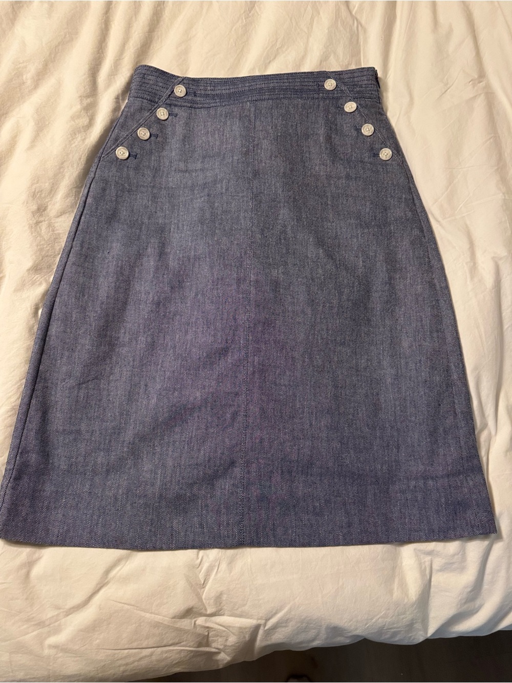 Talbots Blue Denim-Style A-Line Sailor Button Skirt Size 4